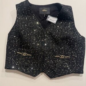 Maje Black  Vest with Glittering Details